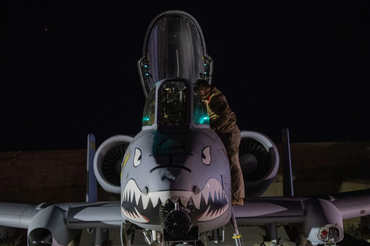 This photo provided by the U.S. Air Force shows a U.S. Airman preparing an A-10 Thunderbolt II for flight from a base in the U.S. Central Command area of responsibility, Friday, Dec. 19, 2025, in support of Operation Hawkeye Strike. (U.S. Air Force/DVIDS via AP)