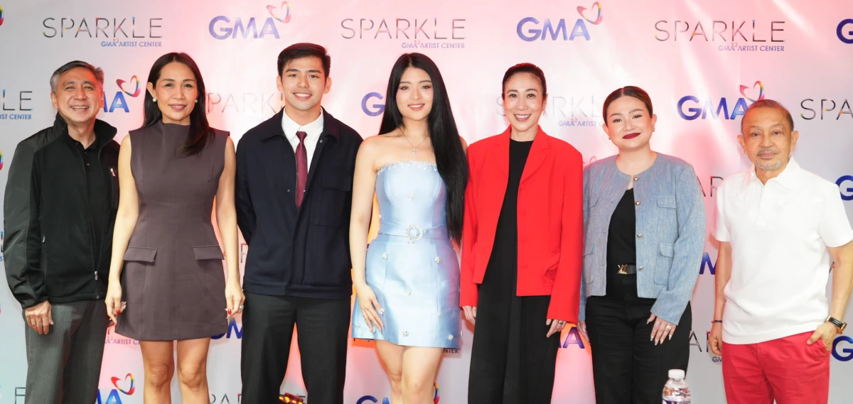
[L-R] Assistant Vice President for Talent Management Vic del Rosario, Sparkle First Vice President Joy Marcelo, Sparkle artists Tyronne Tan, Yza Thalia Uy, Annette Gozon-Valdes, MMCP President Vanessa Agbayani-Lo, MMCP Chairman, and Wilson Ngo Agbayani.
