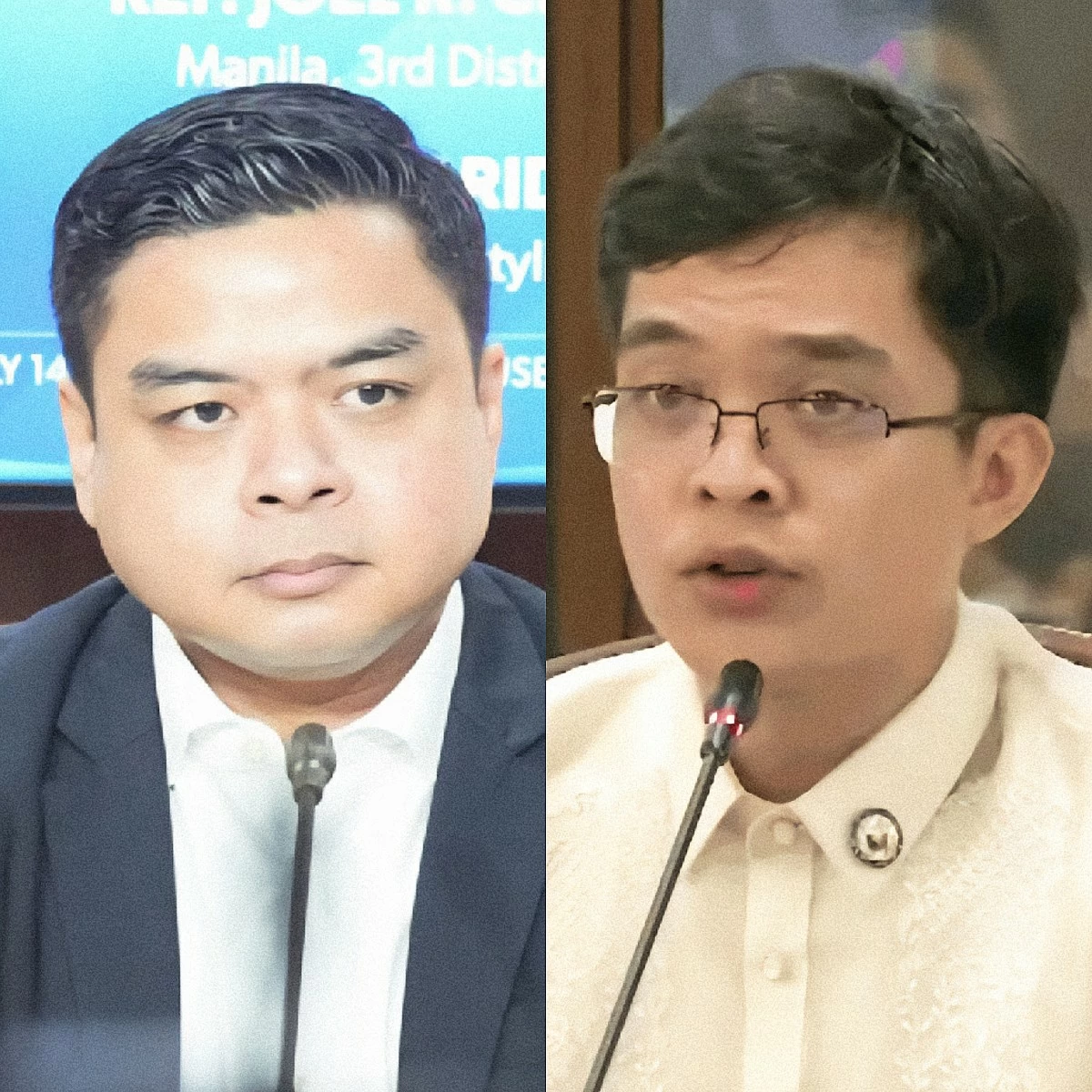 Bicol Saro Party-list Rep. Terry Ridon (left), Batangas 1st district Rep. Leandro Legarda Leviste (PPAB, Facebook)