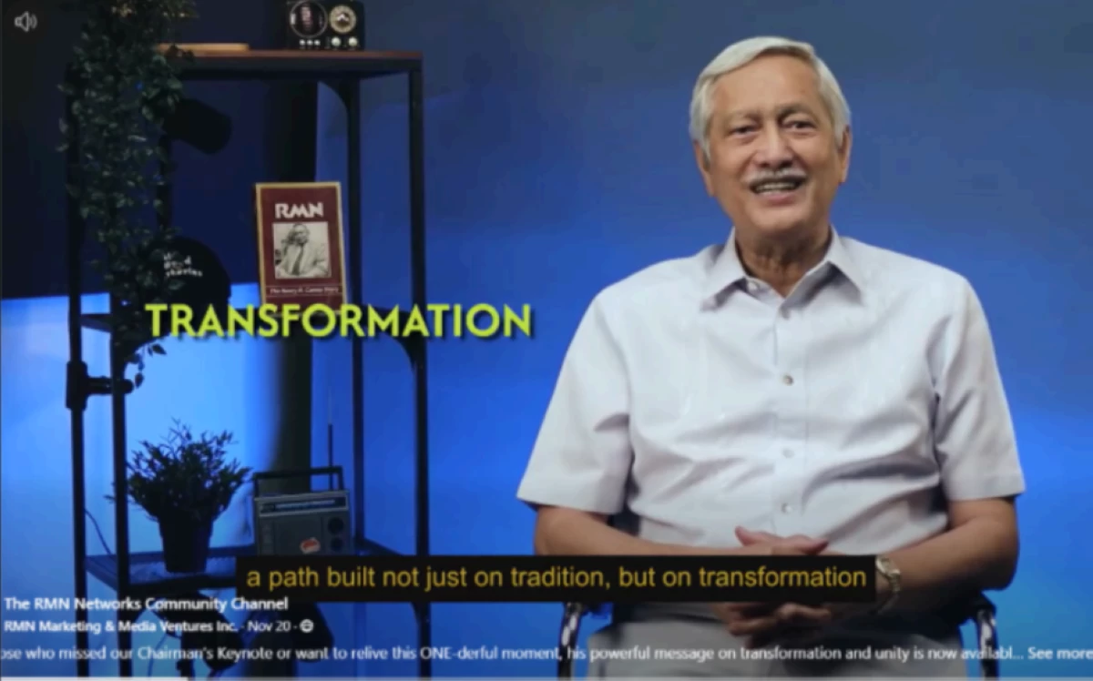 Screenshot of the Power of One keynote presented by Eric S. Canoy, Chairman of RMN Networks, who delivered a powerful State of the Network Address (SONA) outlining the current state of the network and its future direction.