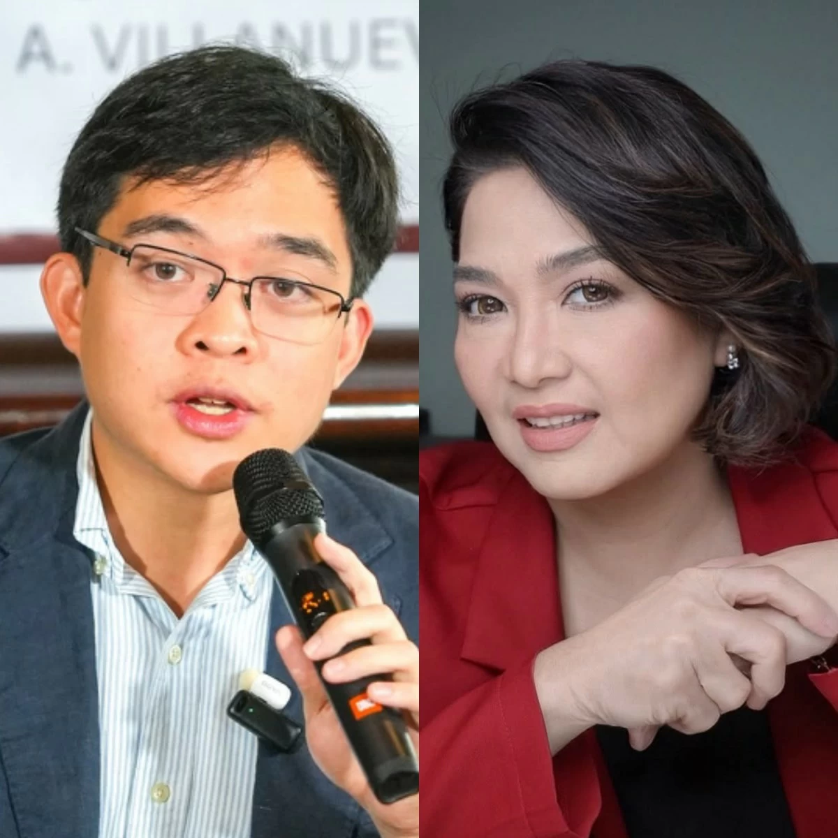 Batangas 1st district Rep. Leandro Legarda Leviste (left), PCO Undersecretary Claire Castro (Facebook)