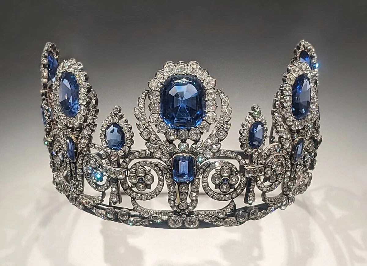 French crown adorned with sapphires and diamonds