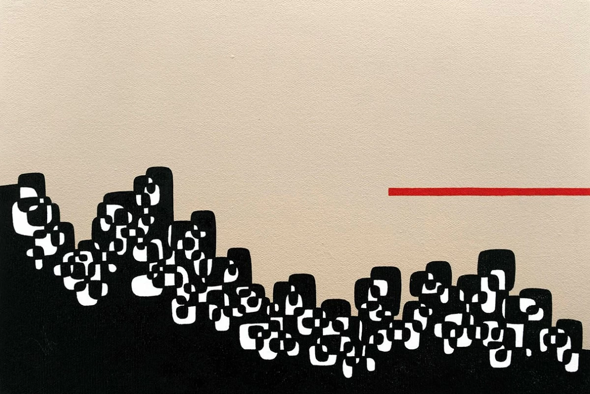 'RED HORIZON' 12x18 inches, acrylic on canvas, 2025