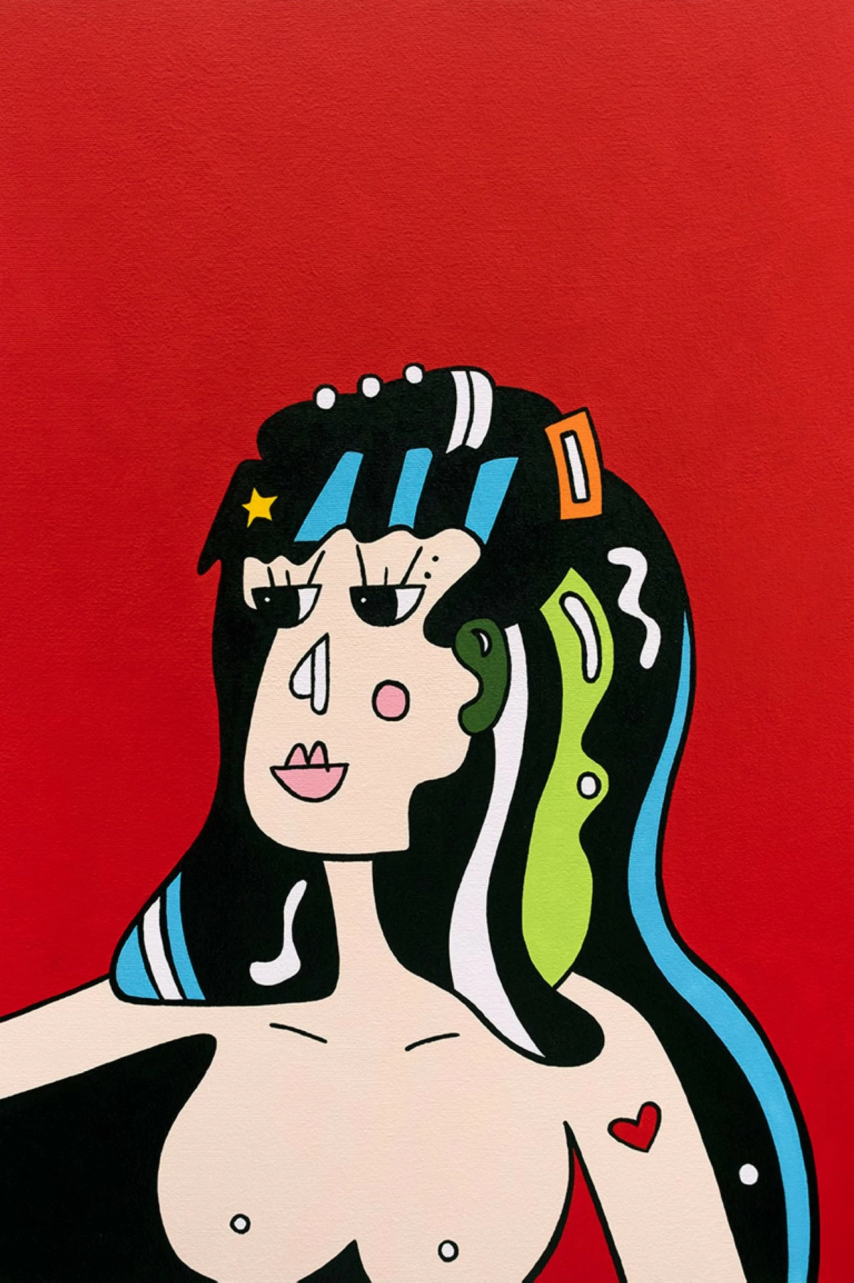 'THE GIRL WITH THE HEART TATTOO' 30x20 inches, acrylic on canvas, 2025