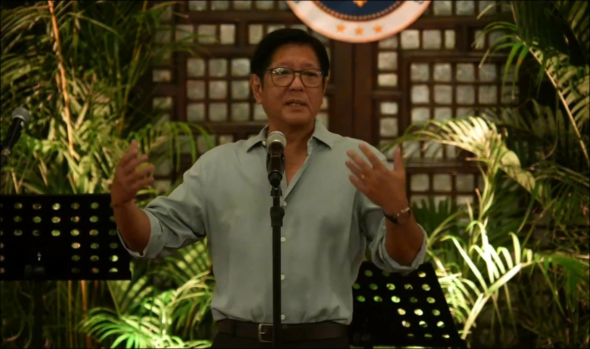 President Ferdinand 'Bongbong' Marcos Jr. speaks at his annual media fellowship in Malacañan in December. (Malacañang)