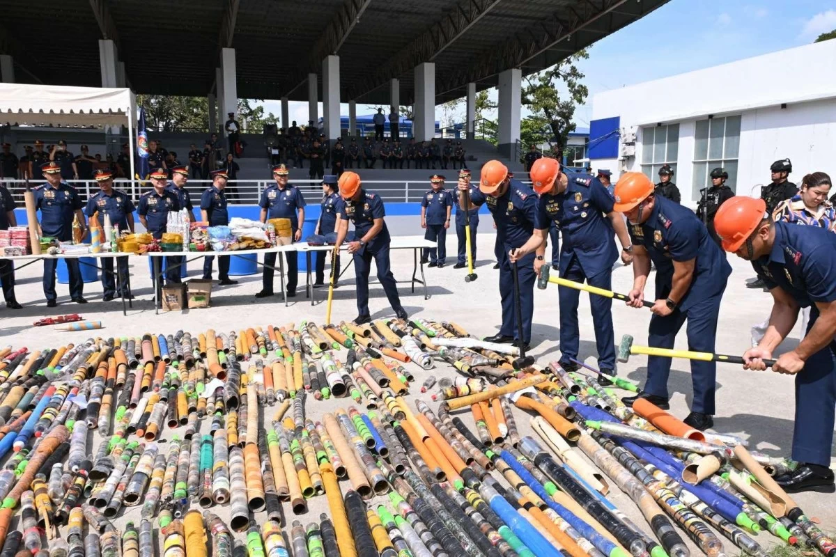 ILLEGAL firecrackers were destroyed in Central Luzon on Monday. 