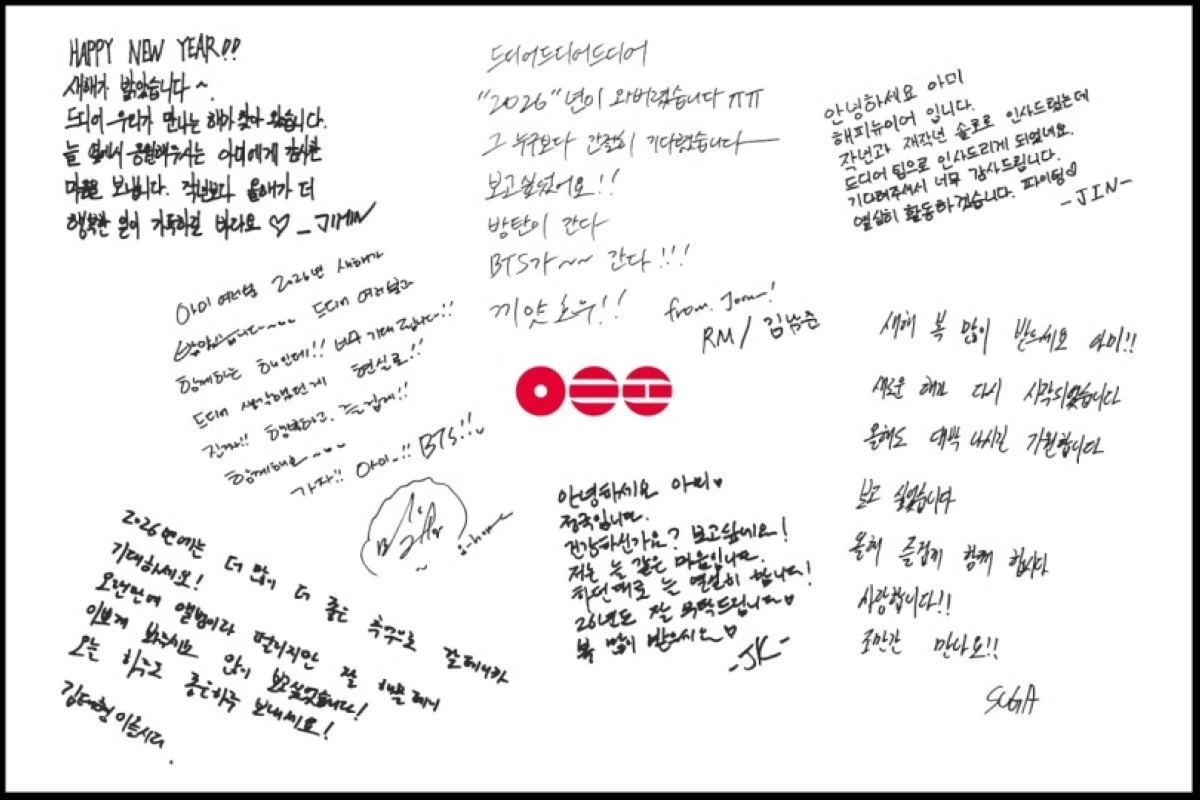 The messages written by BTS members for their fans (Big Hit Music) 