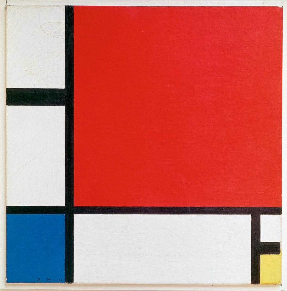'COMPOSITION WITH RED, BLUE, AND YELLOW' oil on canvas, 17x177 inches, 1930, Piet Mondrian
