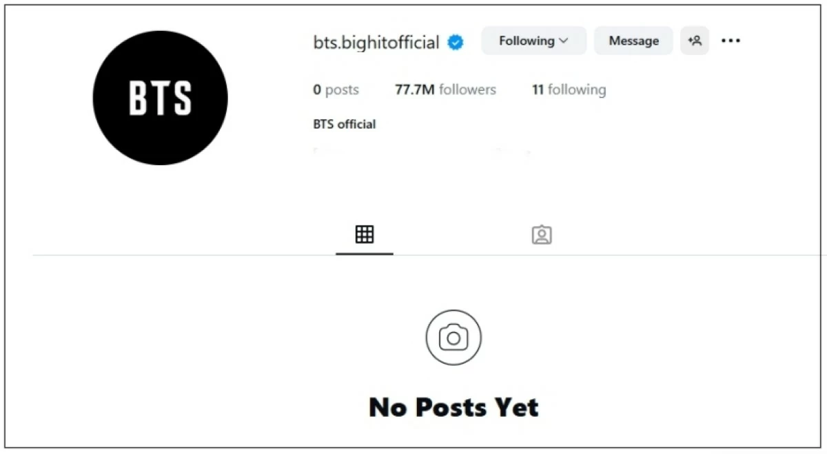 BTS' official group Instagram account on Jan. 3 (Screenshot from Instagram)