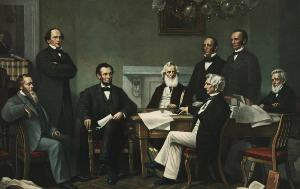 ABRAHAM LINCOLN, with his Cabinet in 1862