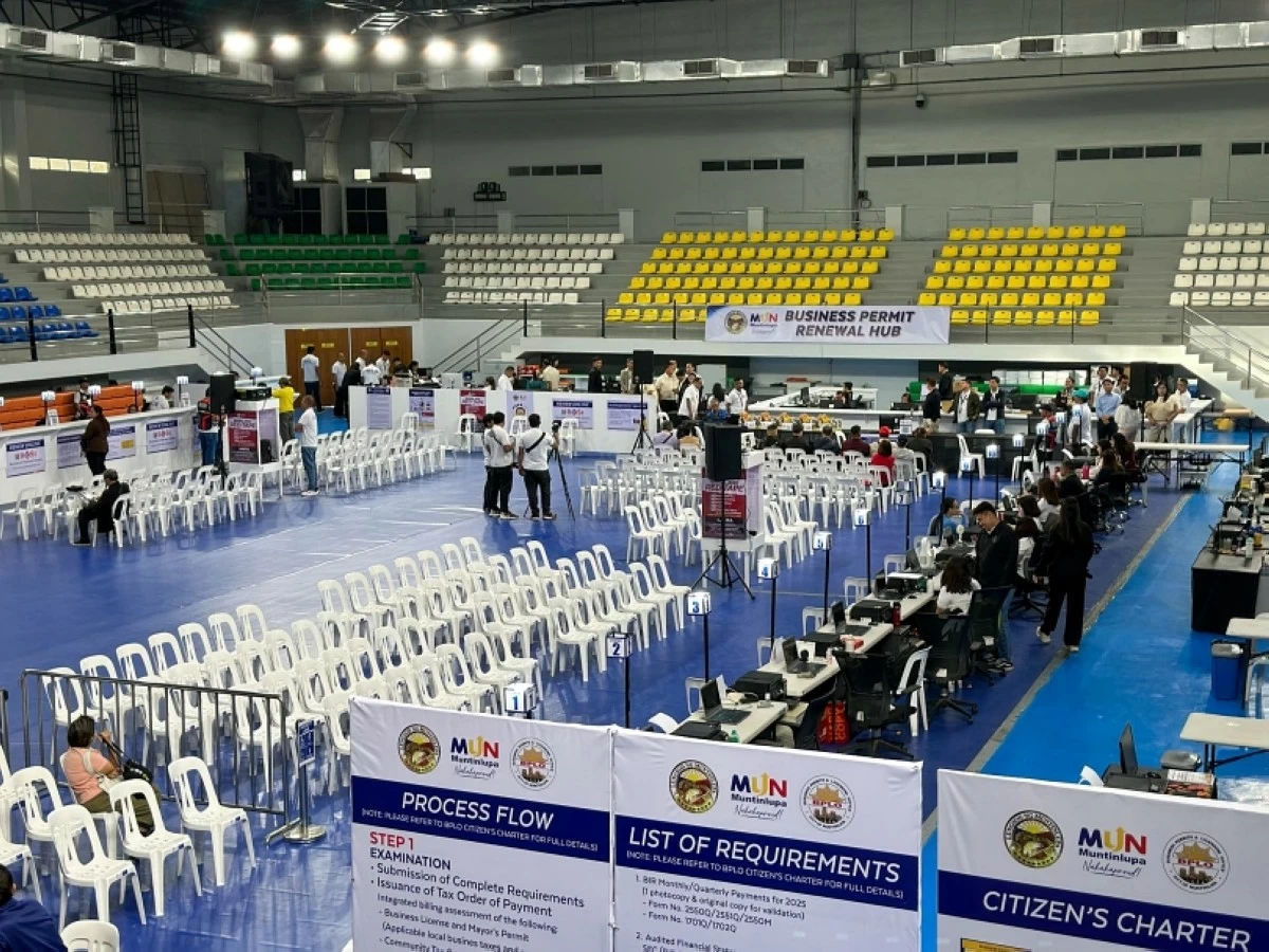 The Muntinlupa Business Permit Renewal Hub at the Muntinlupa Sports Center on Jan. 5 (Photo from Muntinlupa PIO)