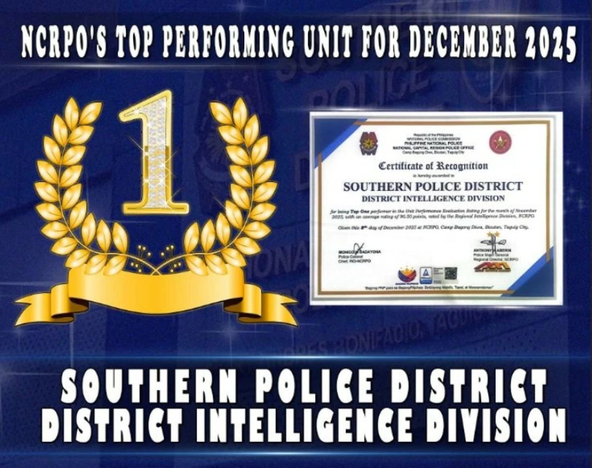 The award for the SPD Intelligence Unit (Photo from SPD)