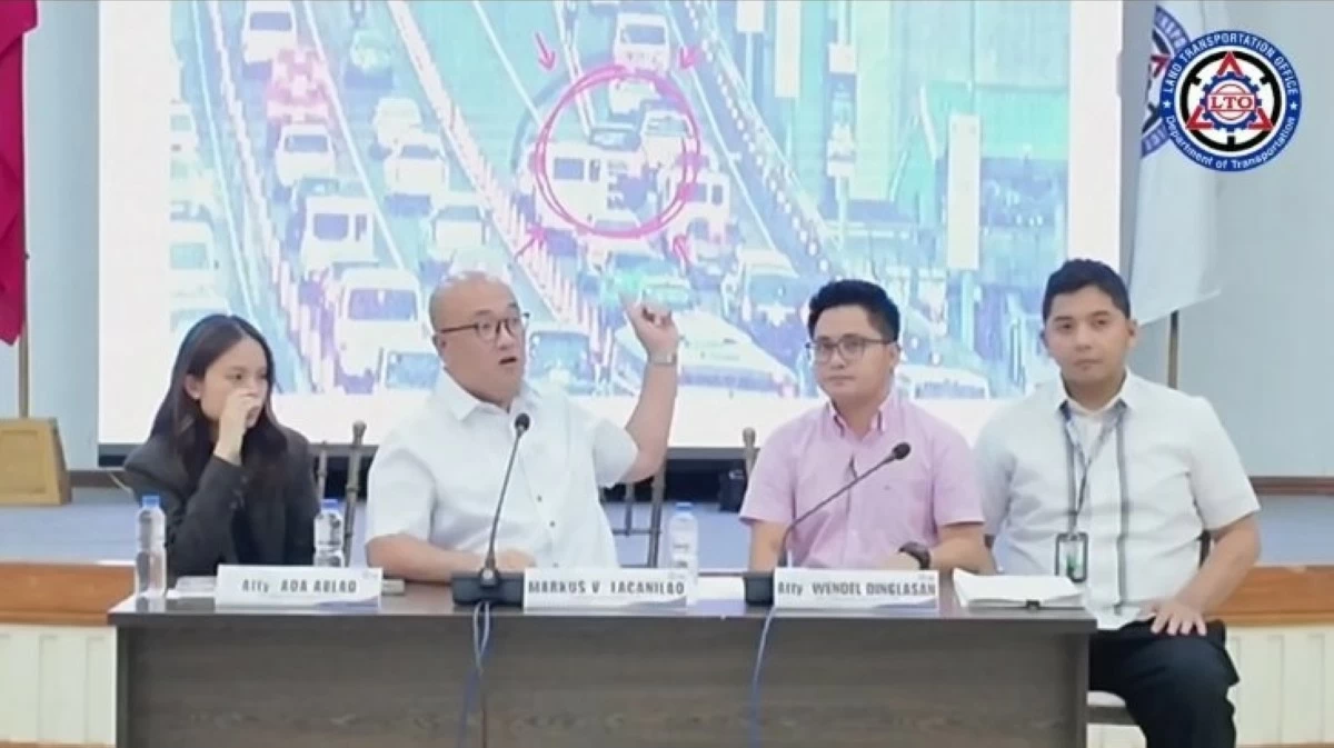 LTO chief Assistant Secretary Markus Lacanilao presents proof that the son of transport vlogger James Deakin violated a traffic rule that falls under reckless driving. 