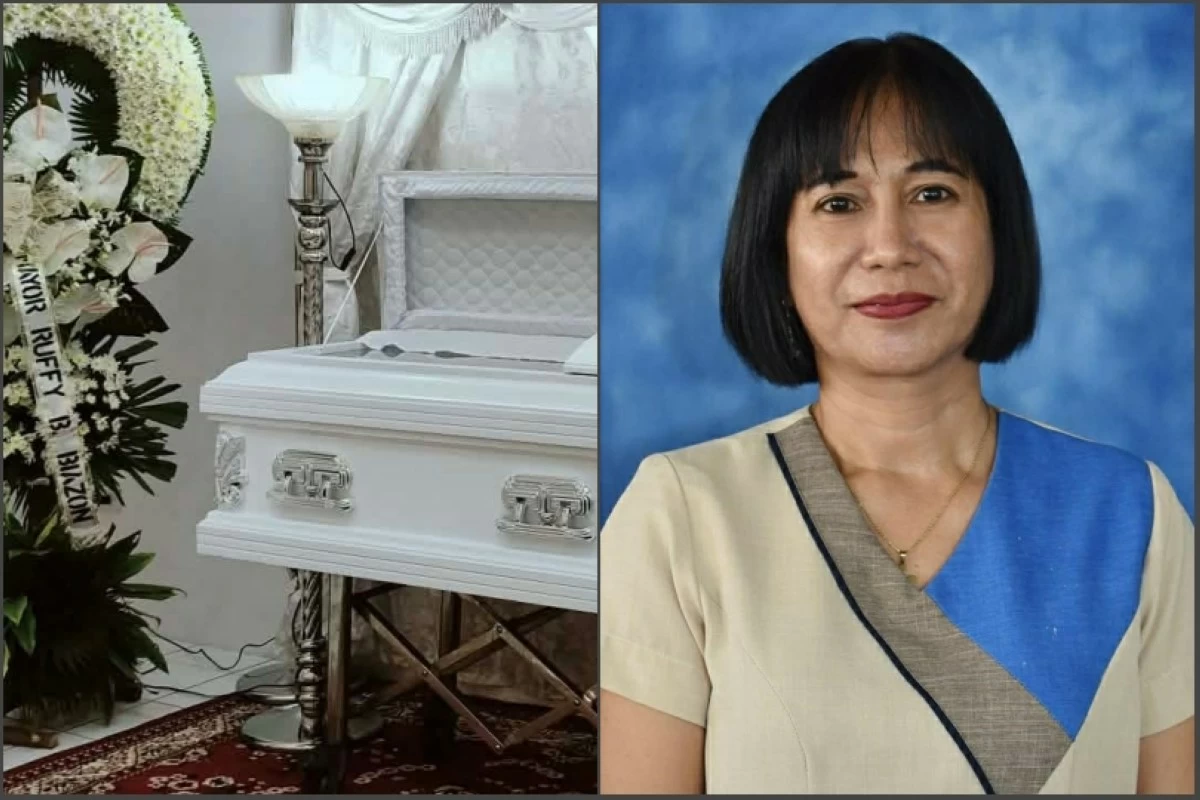 The wake for Muntinlupa teacher Agnes Buenaflor at the Sacred Heart Memorial Chapel in Dasmariñas, Cavite (ACT NCR Union / contributed photo)