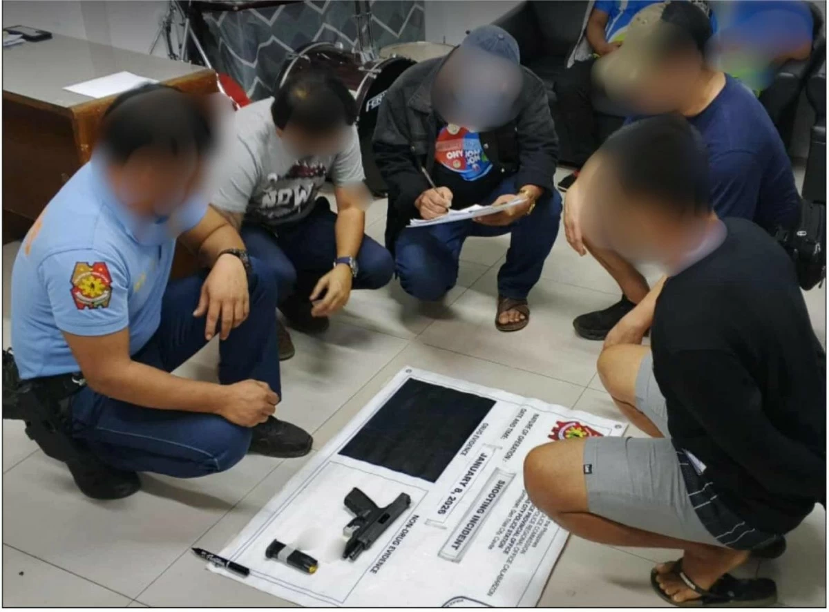 Police processing the pieces of evidence from a shooting incident in General Trias City that wounded a police officer on Jan. 8 (Photo from Cavite PPO/MANILA BULLETIN)
