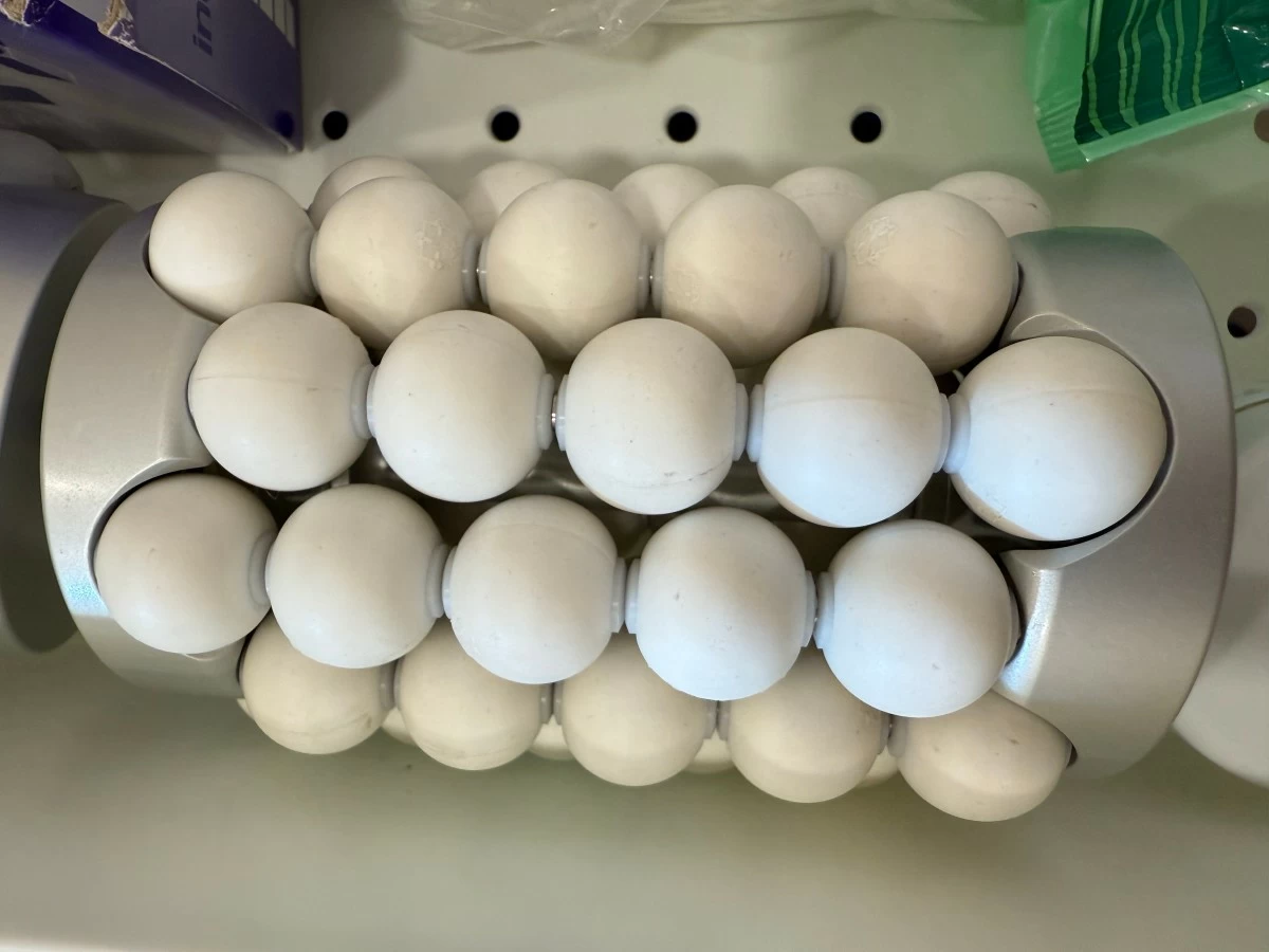 A view of the rotating silicone ‘spheres’ that activate micro-vibrations. 