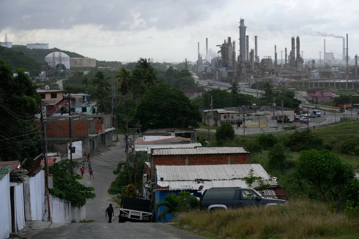 FILE - The El Palito oil refinery operates in Puerto Cabello, Venezuela, Dec. 21, 2025. (AP Photo/Matias Delacroix, File)