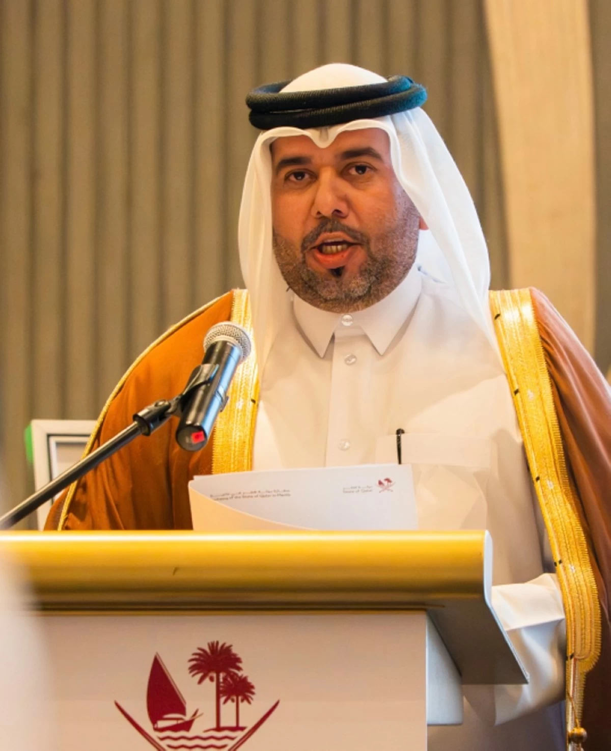 H.E. Ahmed bin Saad Al-Homidi, ambassador of the State of Qatar to the Republic of the Philippines, delivers his welcome message