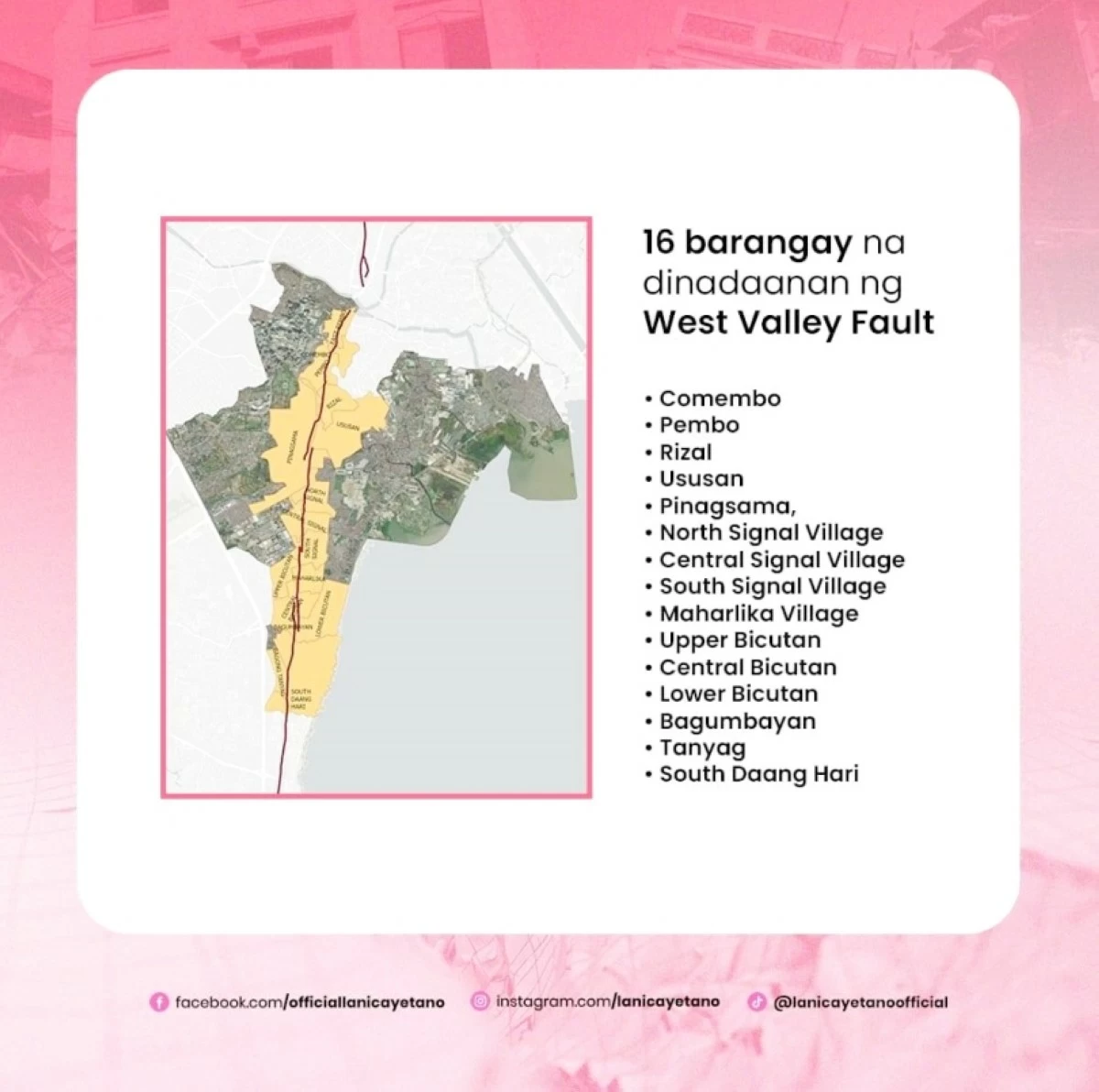 The announcement by Taguig Mayor Lani Cayetano (Photo from Mayor Cayetano's Facebook account) 