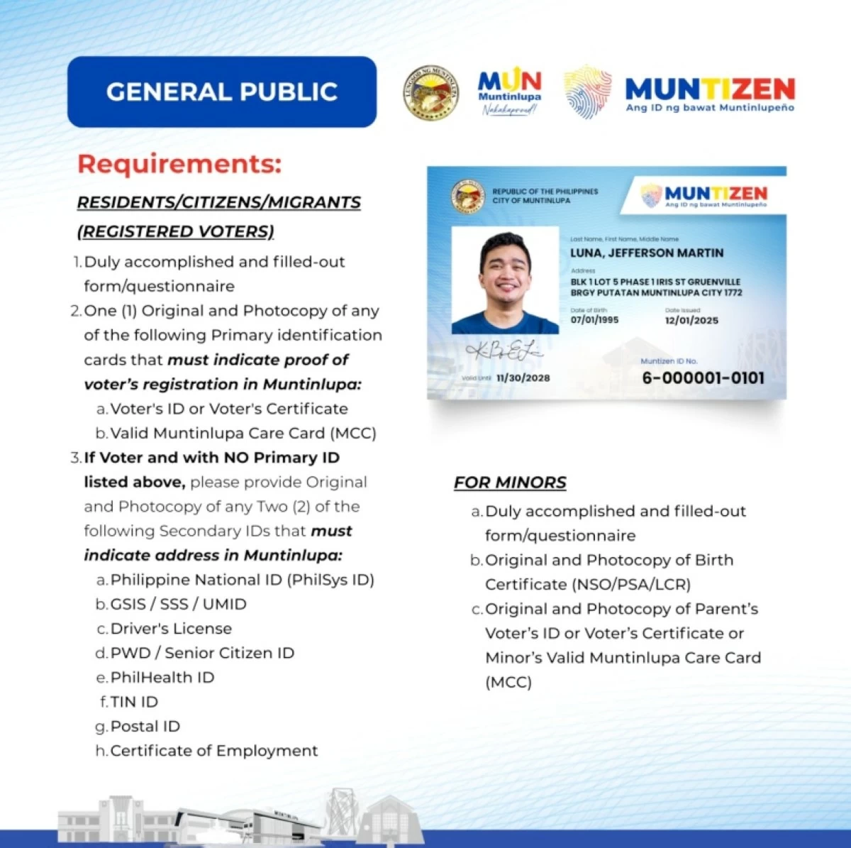 Requirements for Muntizen ID (Photo from Muntinlupa PIO) 
