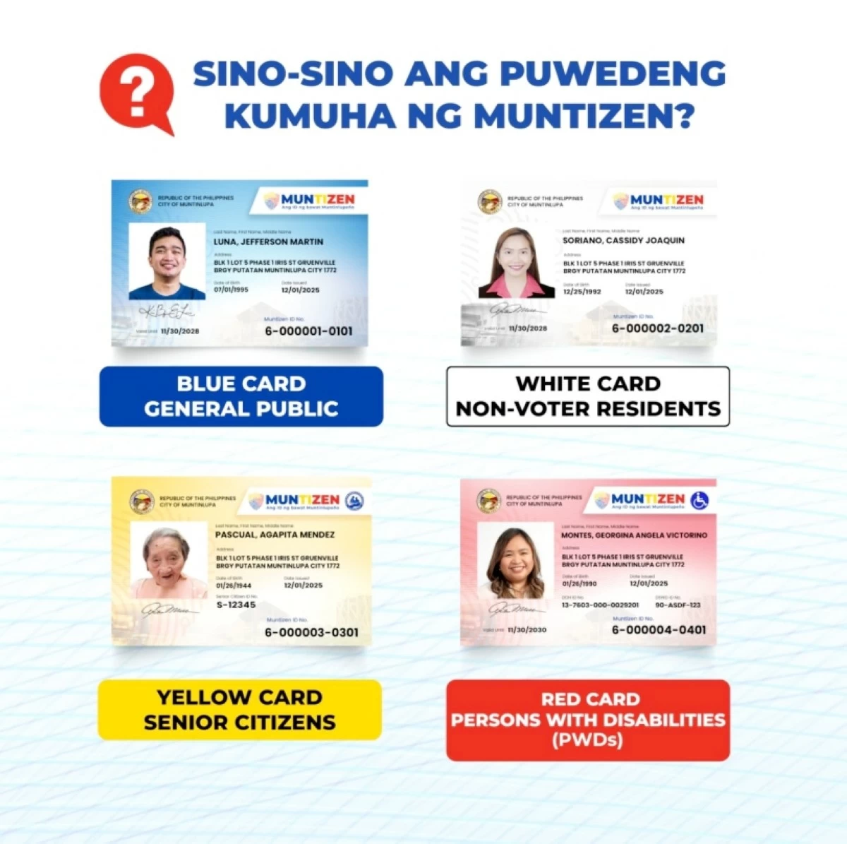 Different Muntizen IDs (Photo from Muntinlupa PIO) 