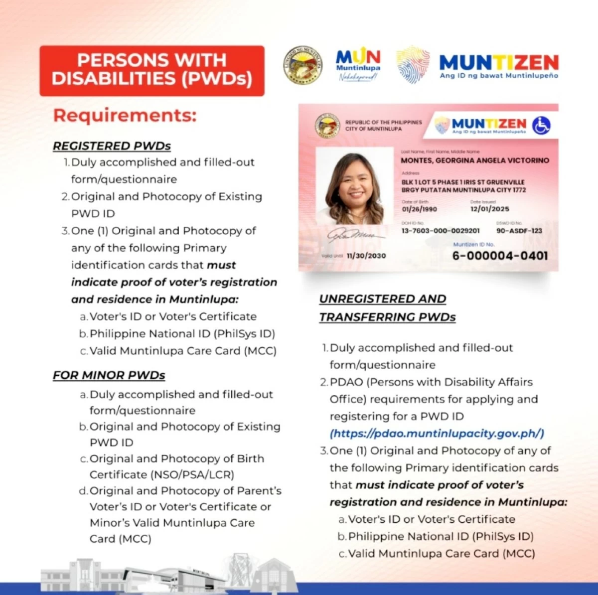 Requirements for Muntizen ID (Photo from Muntinlupa PIO) 