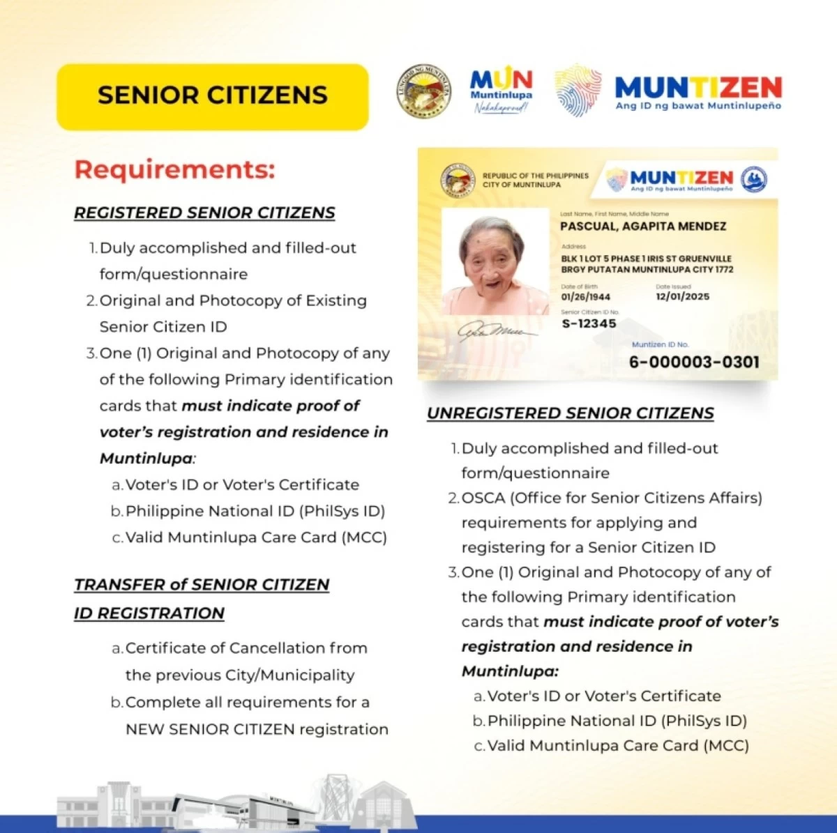 Requirements for Muntizen ID (Photo from Muntinlupa PIO) 