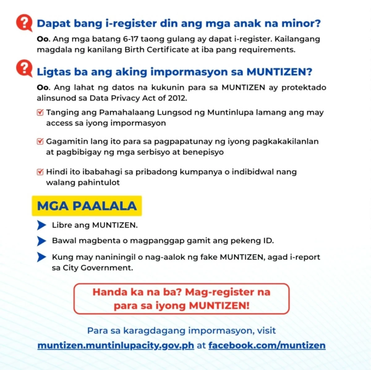 Guidelines for the Muntizen ID (Photo from Muntinlupa PIO) 