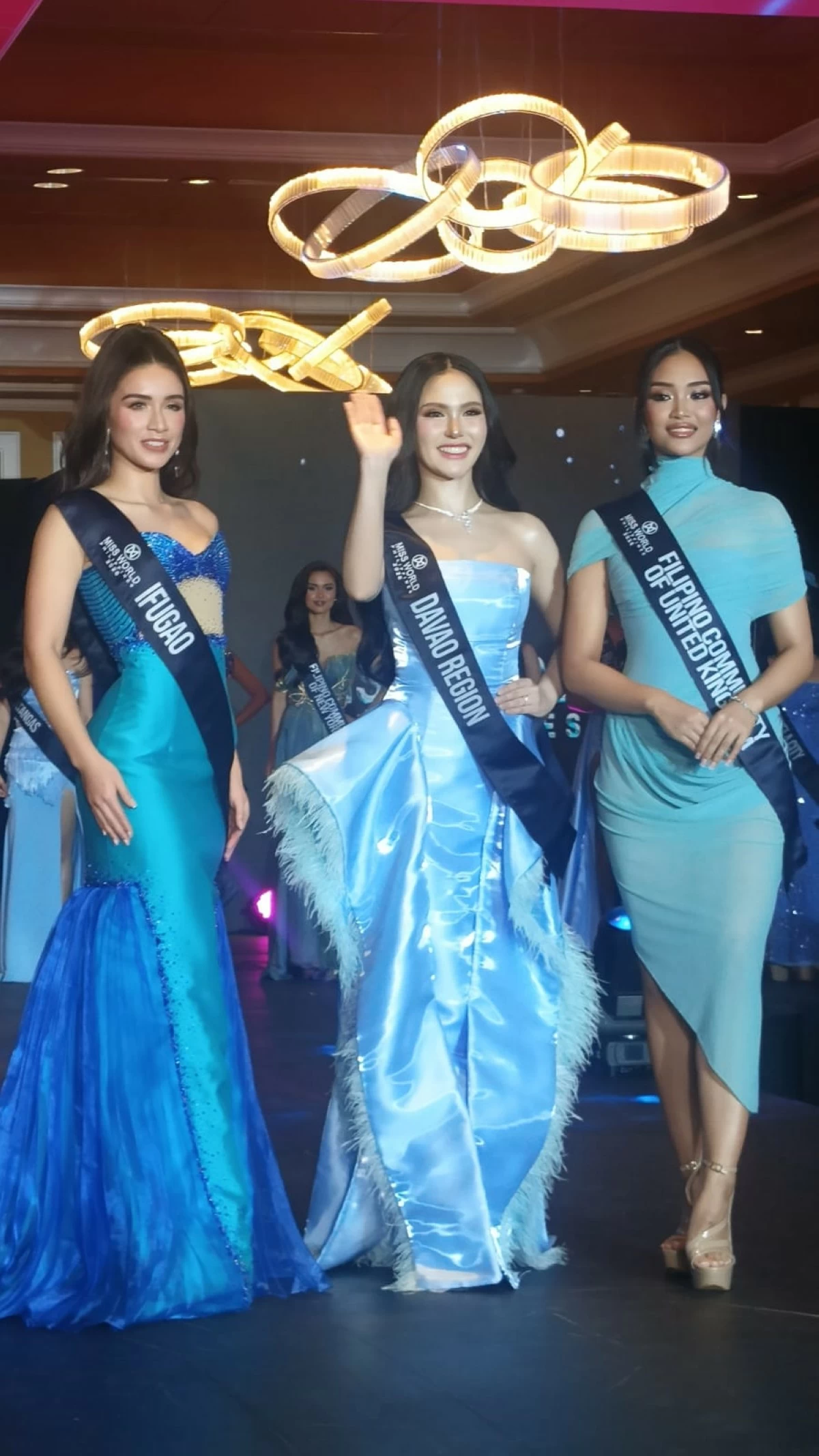 Darling of the Press winners were (from left): Miss Ifugao, Miss Davao Region, and Miss Filipino Community of the United Kingdom