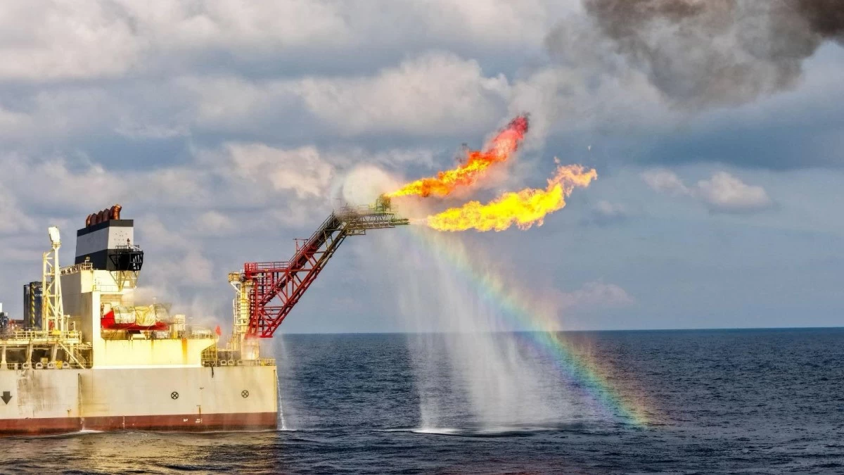 Photo shows the flaring operation off the coast of Palawan following the discovery of a new natural gas field at Malampaya East-1. (Prime Energy)