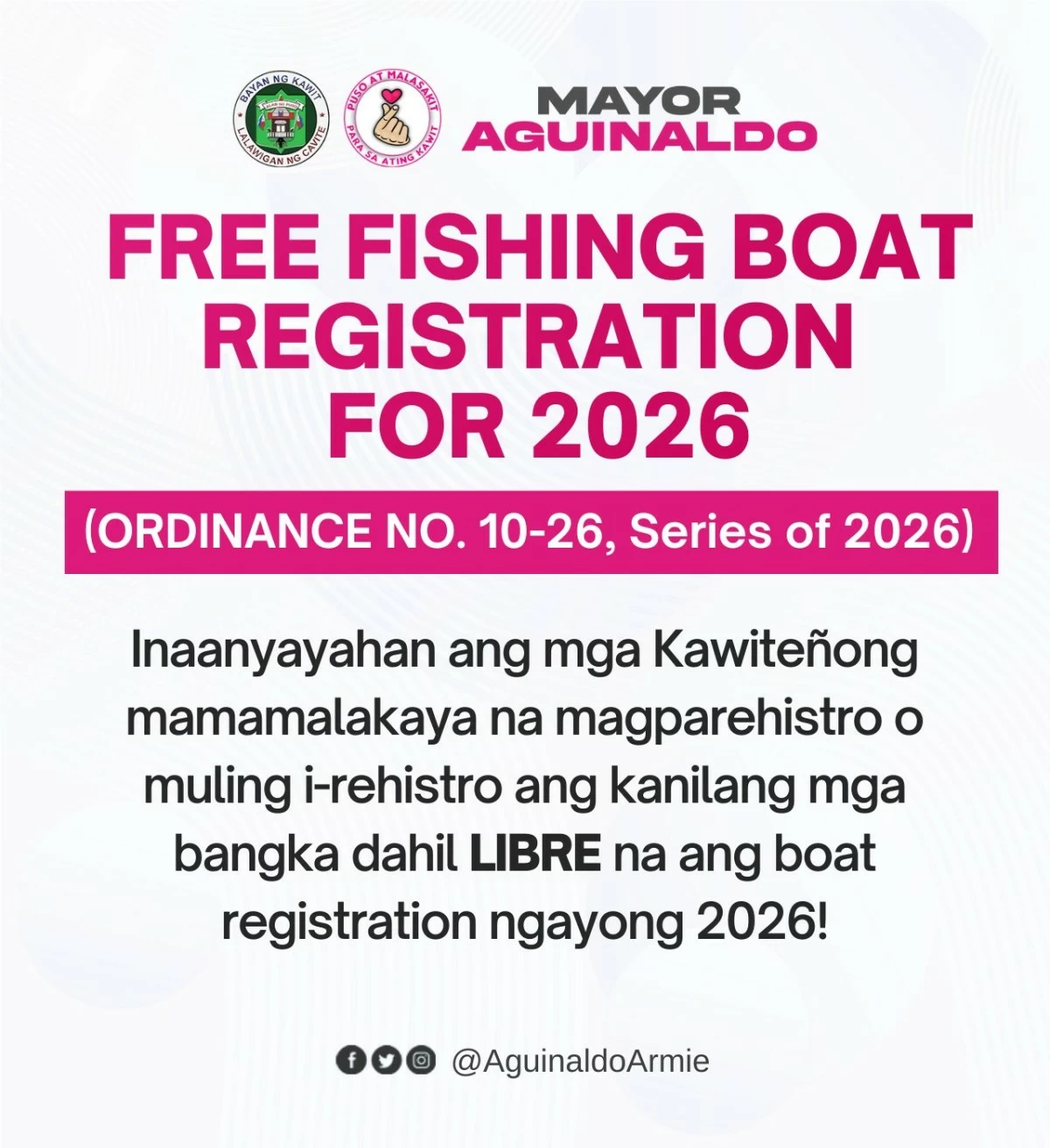 Kawit LGU's announcement via Mayor Armie Aguinaldo's Facebook page (MANILA BULLETIN)