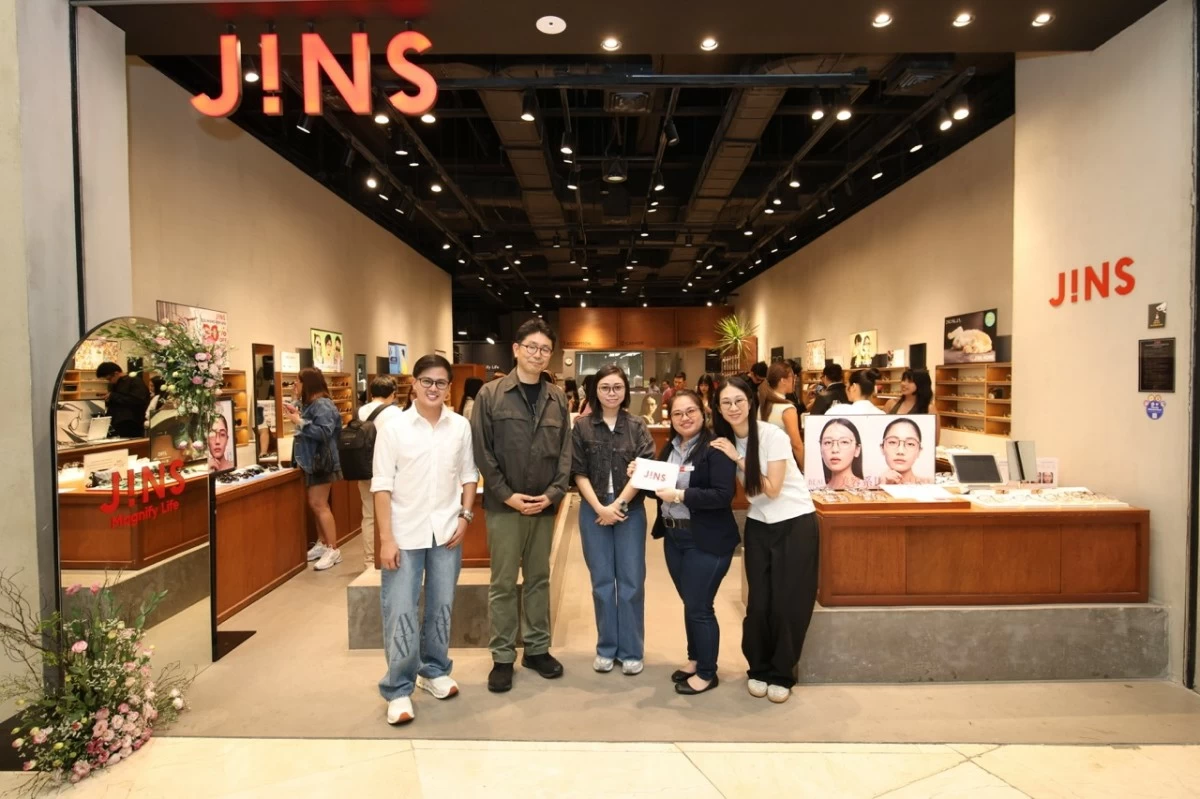 Jins Philippines marketing head Mark Charles Salecina, business director Hiro Maezono, area manager Hanelyn Virtudazo, SM Aura Premier Jins store manager Patricia Ami, and sales director Eiko Miyaji
