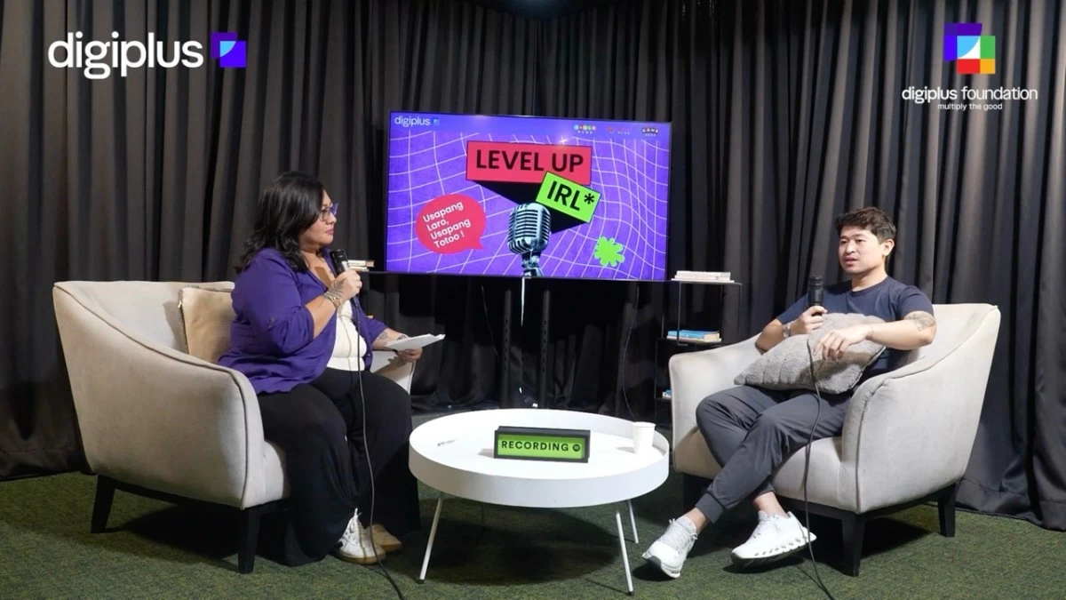 DigiPlus and Tier One Entertainment’s Level Up IRL launches with Episode 1, 'Pro Poker Champion on Life, Loss, and Learning to Win Responsibly' (L–R: host Cia Hermosa Jorge; guest Flo Campomanes)