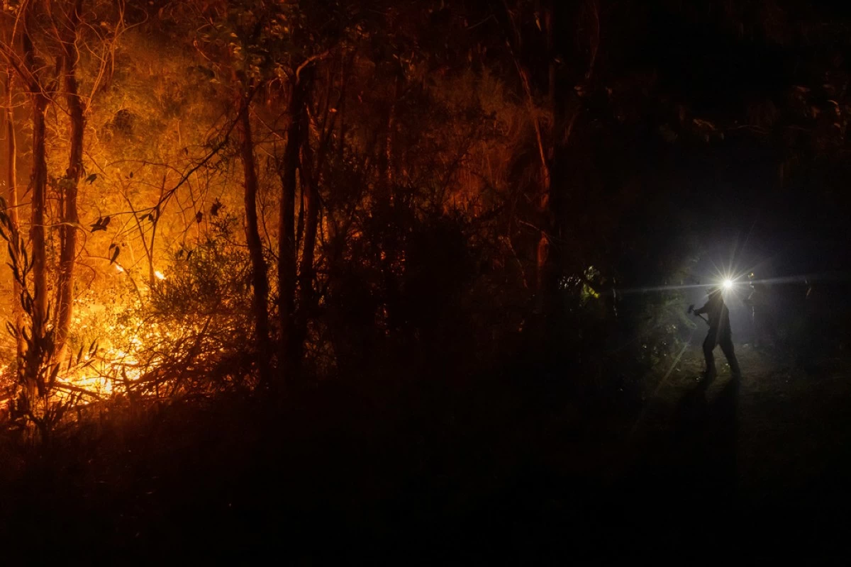 FILE - Firefighters battle a wildfire spreading through a forested area near Concepcion, Chile, Tuesday, Jan. 20, 2026. (AP Photo/Javier Torres, File)
