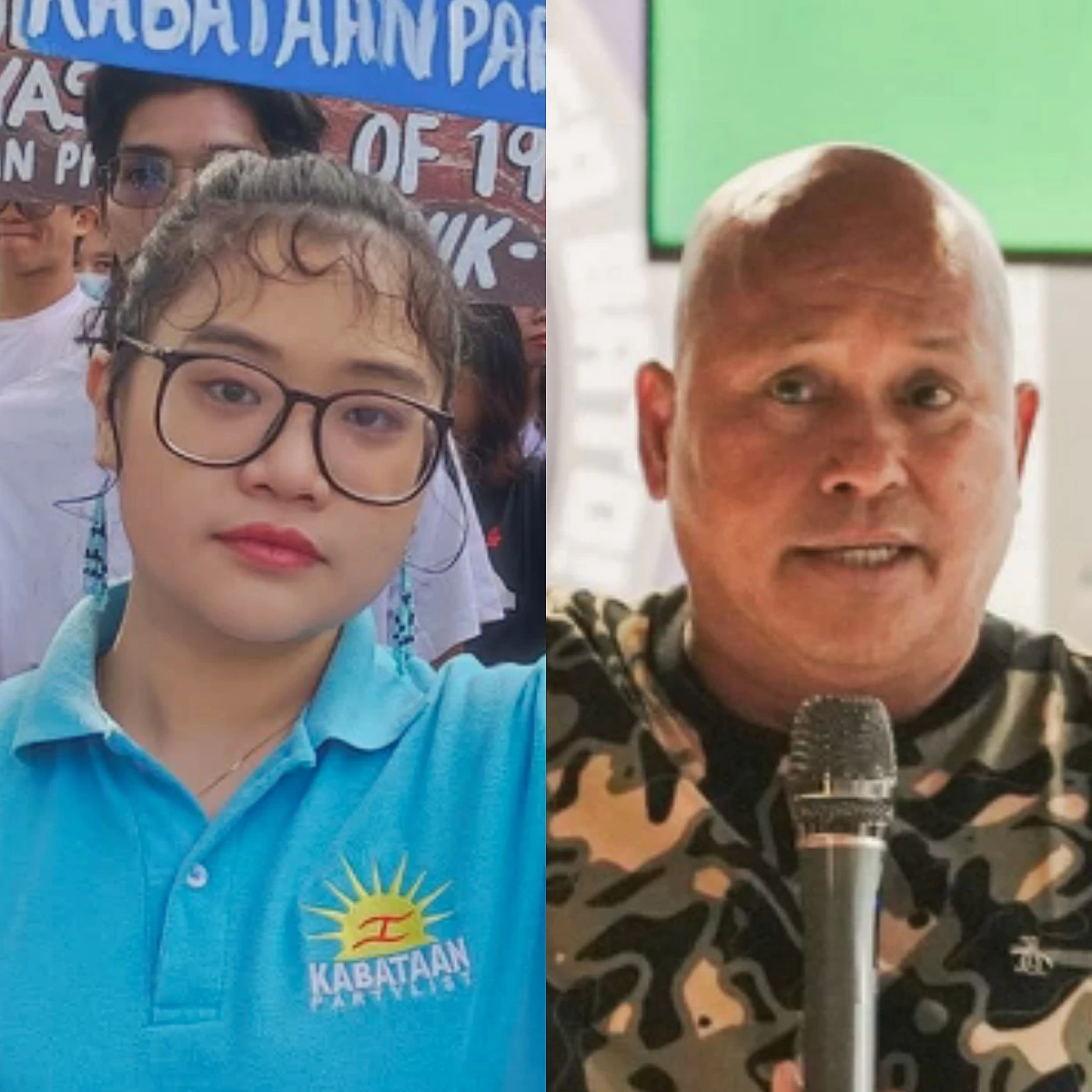 Kabataan Party-list Rep. Renee Co (left), Senator Ronald "Bato" dela Rosa (Facebook)