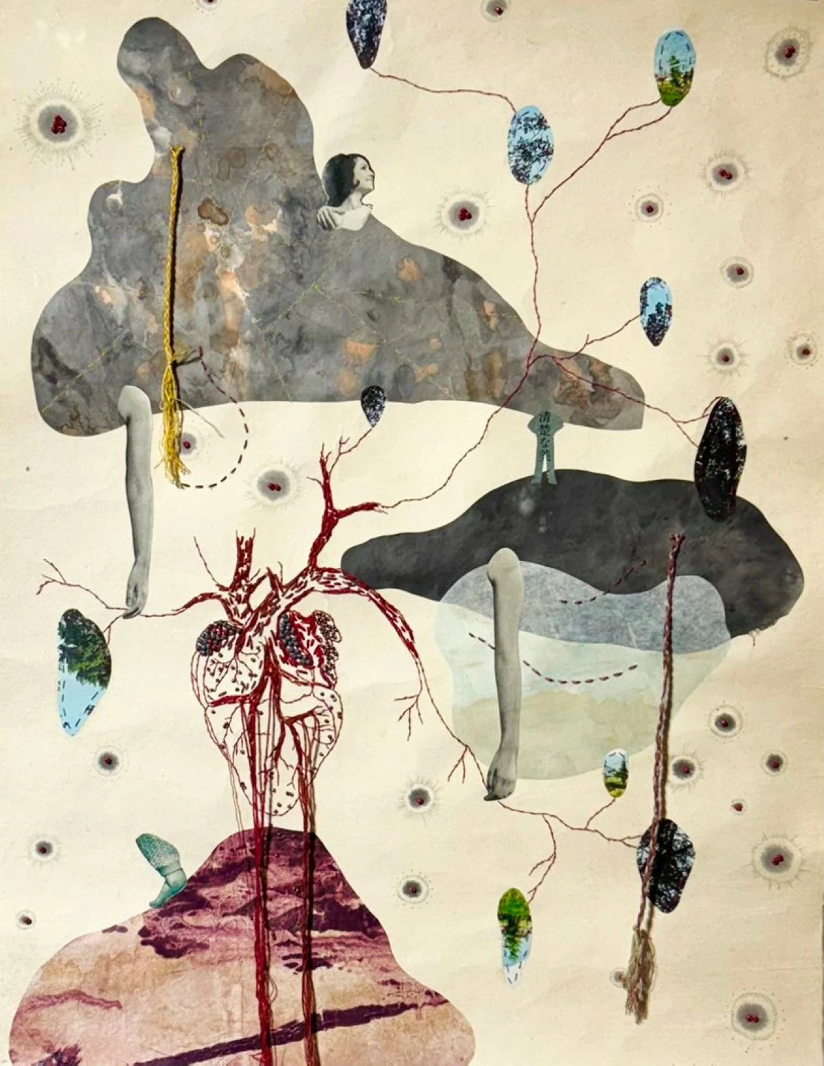 'BLOOD LINE OF STORIES' 24x18 inches, mixed media on handmade paper, 2026