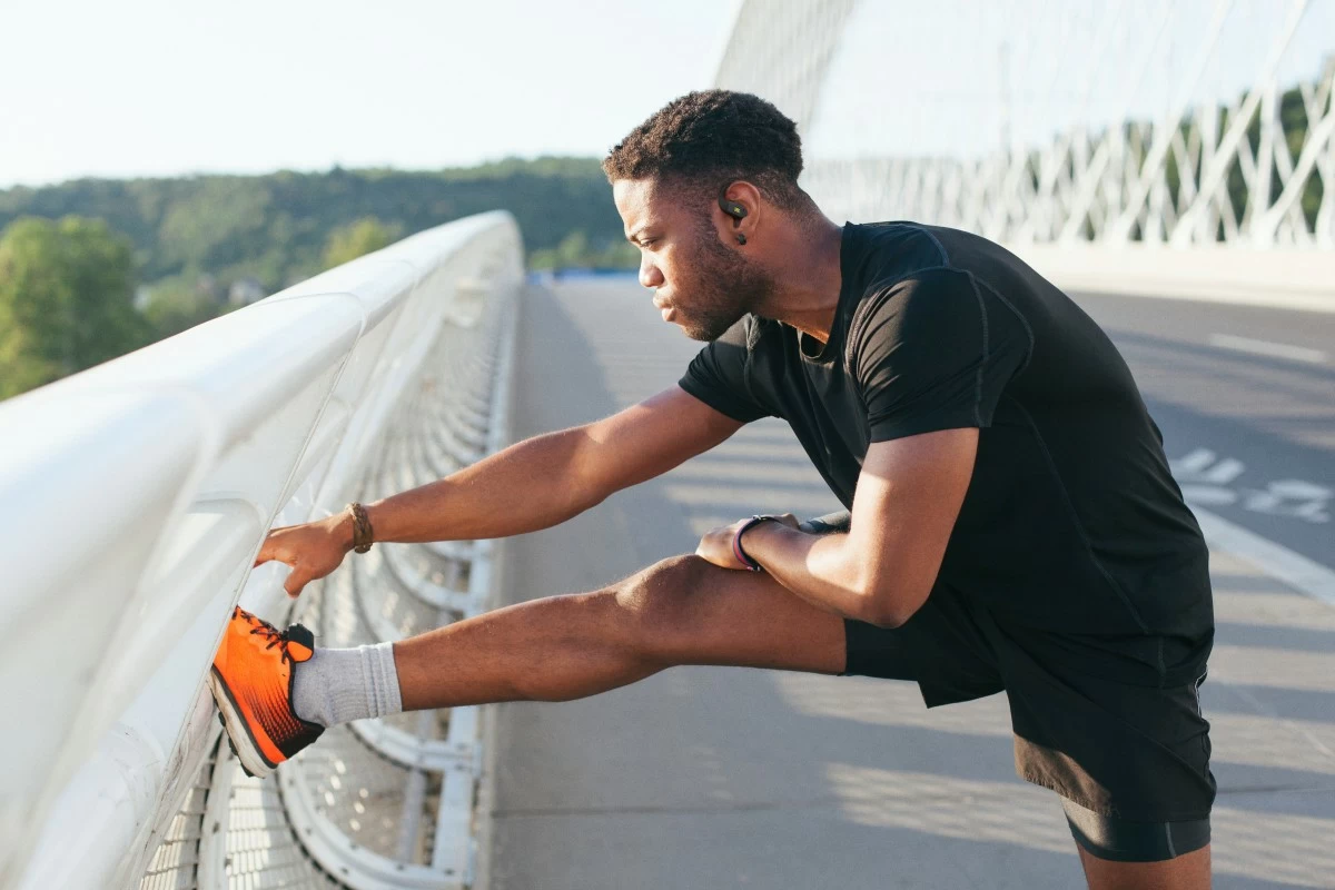 Handsome African American man streatching out