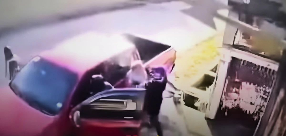 Police present a screenshot from a CCTV in relation to the kidnapping of a businessman in Cabanatuan City. One of the suspects turned out to be a policeman on AWOL. (photo: PNP) 