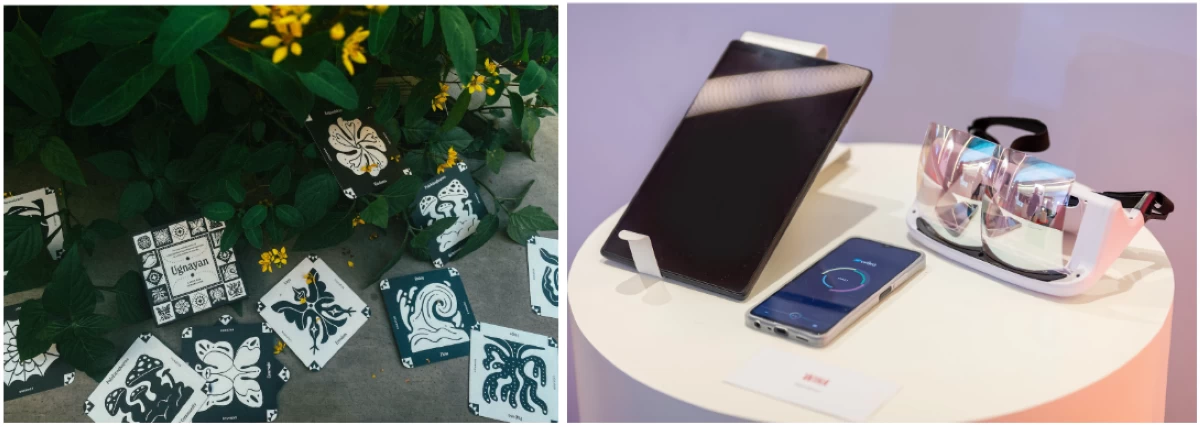 Ugnayan cards (left), question cards designed to create space for intentional connection rooted in Filipino psychology and culture, and Wika, a software-based accessibility platform for the deaf or hard of hearing, both bagged Red GDA-PH Awards in 2024.