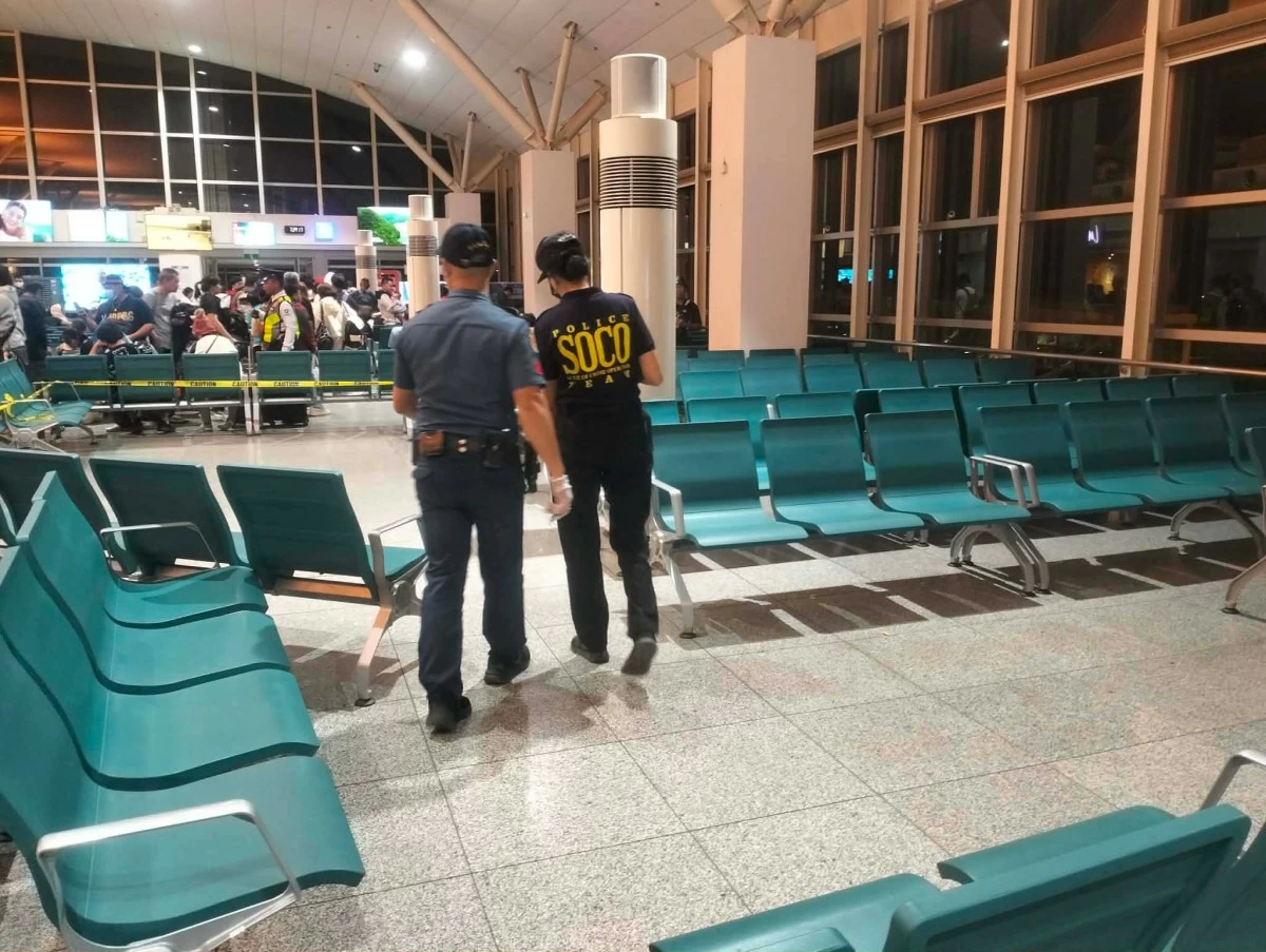 POLICE gather evidence after a knife-wielding passenger was shot by a police officer at the Iloilo Airport on Jan. 28, 2026.  (Contributed photo)