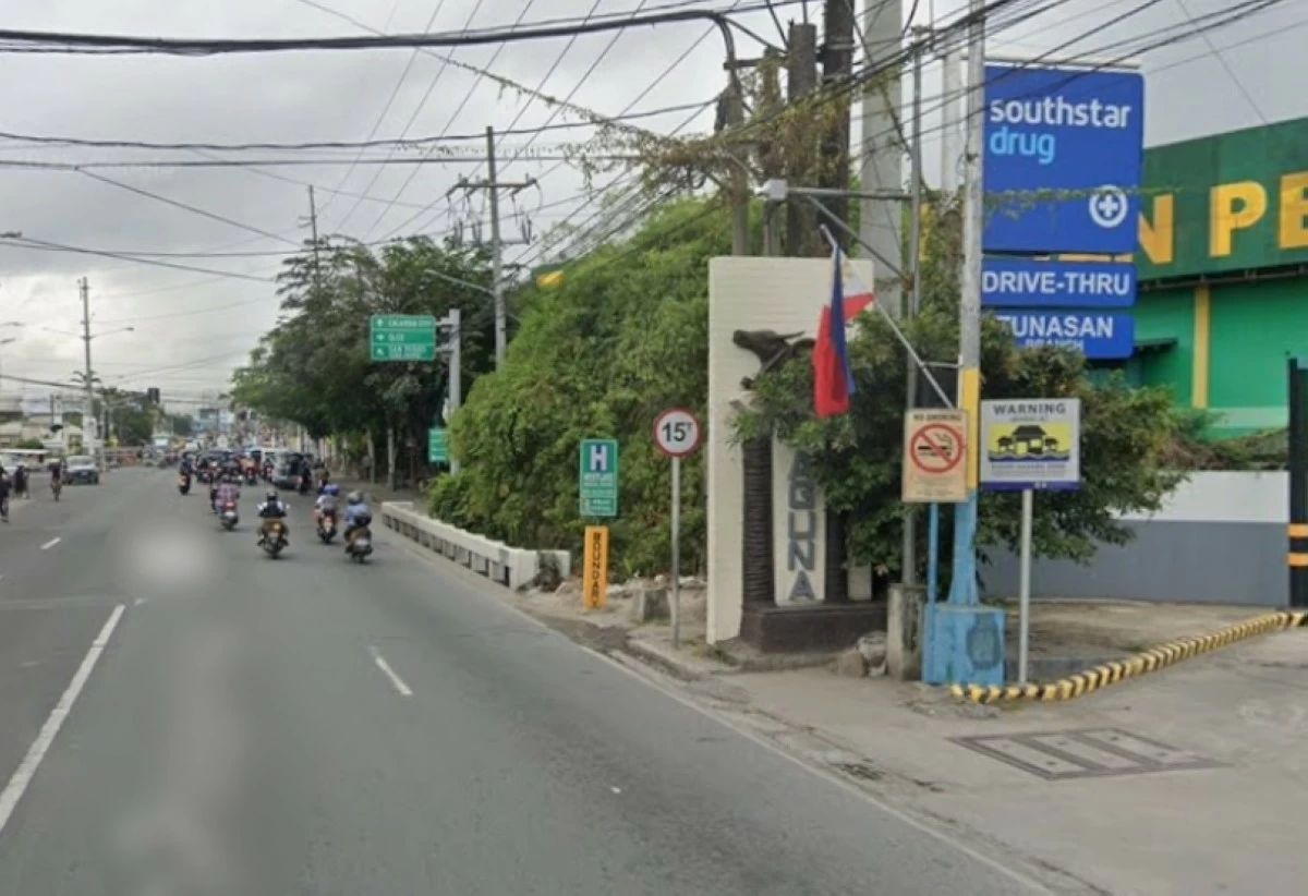 A boundary marker at the Muntinlupa-San Pedro bridge (Screenshot from Google Maps) 
