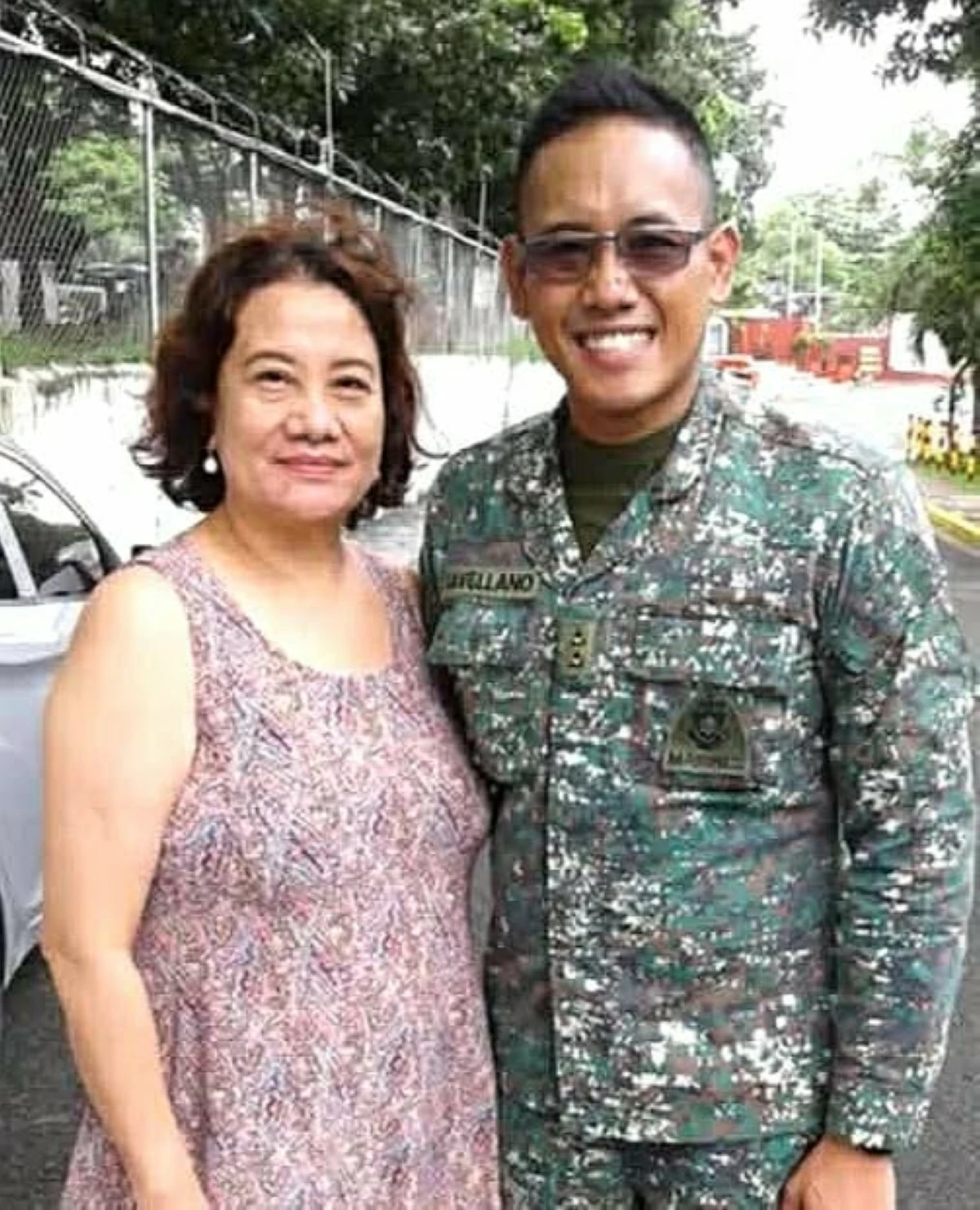 Mercy Savellano (left) with her son, Marawi hero First Lieutenant John Frederick Savellano