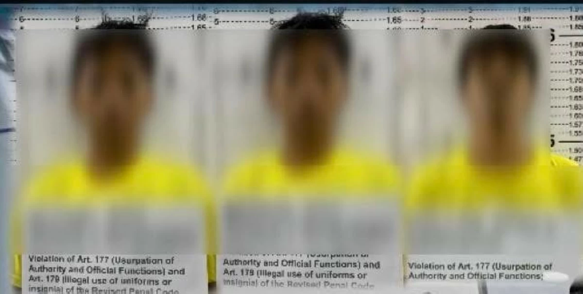 The three suspects nabbed for posing as MTPB parking attendants to extort money from motorists in Malate, Manila. (Photo from MPD)