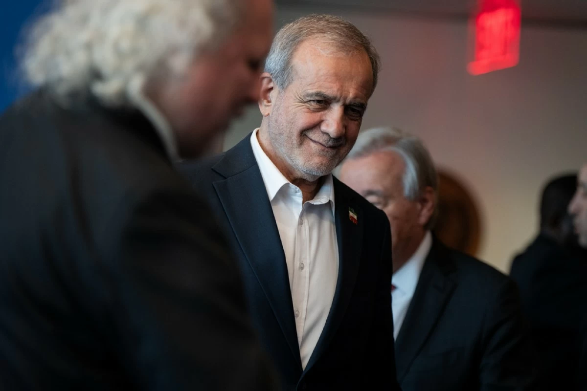 Masoud Pezeshkian, the President of Iran, attends the United Nations General Assembly at United Nations headquarters, on Sept. 25, 2025. (AP Photo/Angelina Katsanis, File)