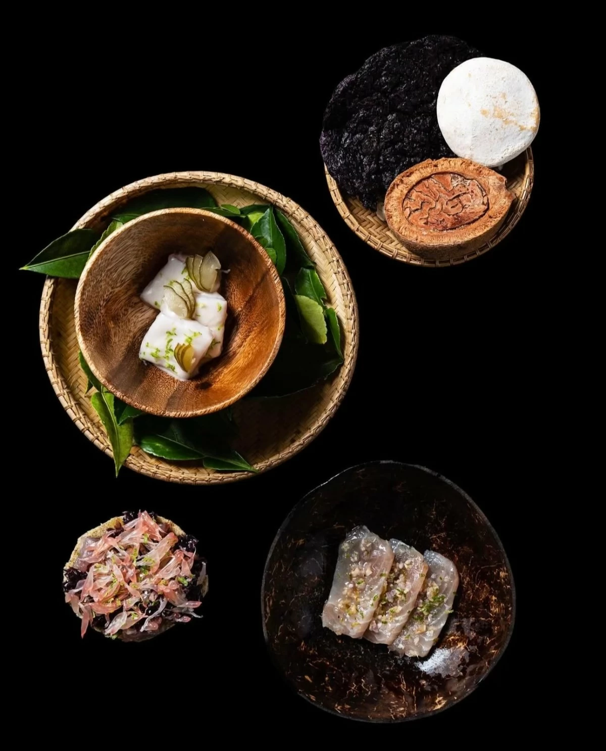 KILAW REFLECTION A tasting menu course from Chef Jordy reimagines kinilaw in varied forms, using regional ingredients from across the Philippines to highlight the dish’s enduring tradition and diversity.