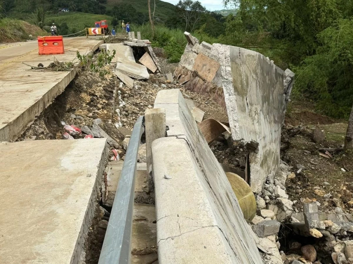 
A ROAD was destroyed by heavy rains in Barangay San Isidro, Toboso, Negros Occidental over the weekend. (Mayor Richard Jaojoco)
