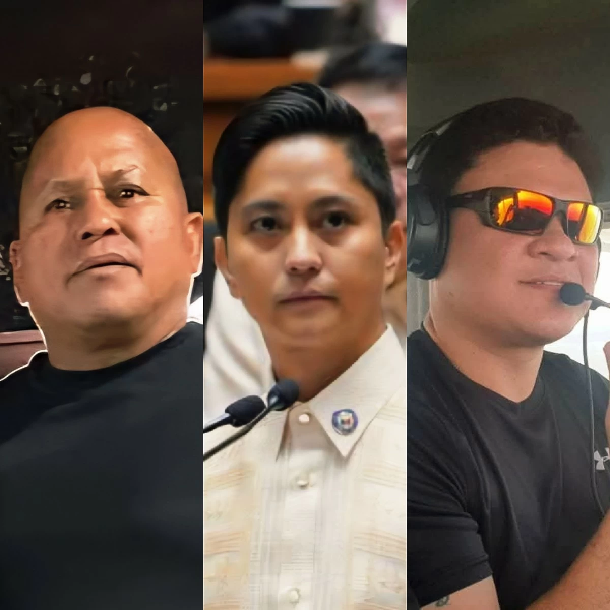 From left to right: Senator Ronald "Bato" dela Rosa, Ilocos Norte 1st district Rep. Sandro Marcos, Davao City 1st district Rep. Paolo Duterte (Facebook)