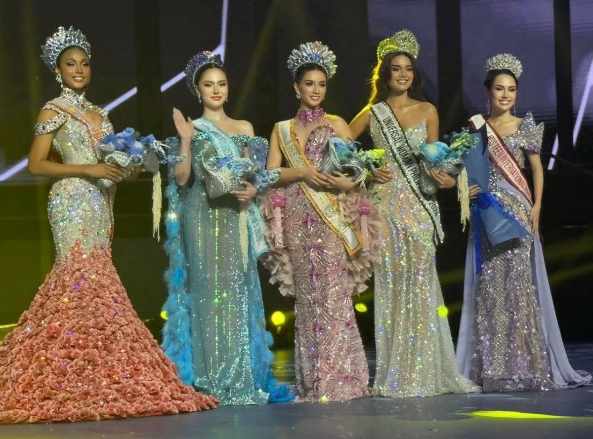 ALV Pageant Circle also named representatives to various international competitions. Shown from left are: Miss Tourism Queen of the Year International Philippines 2026 Lorraine Ojimba (Rizal Province), Miss Tourism International Philippines 2026 Jayvee Lyn Lorejo (Davao region), Miss Global Philippines 2026 Valerie Pawid-West of Ifugao Province, Universal Woman Philippines 2026 Marizza Delgado (FilCom of New York), and Miss Teen International Philippines Olivia Grace Reilly. (Annalyn Jusay)

