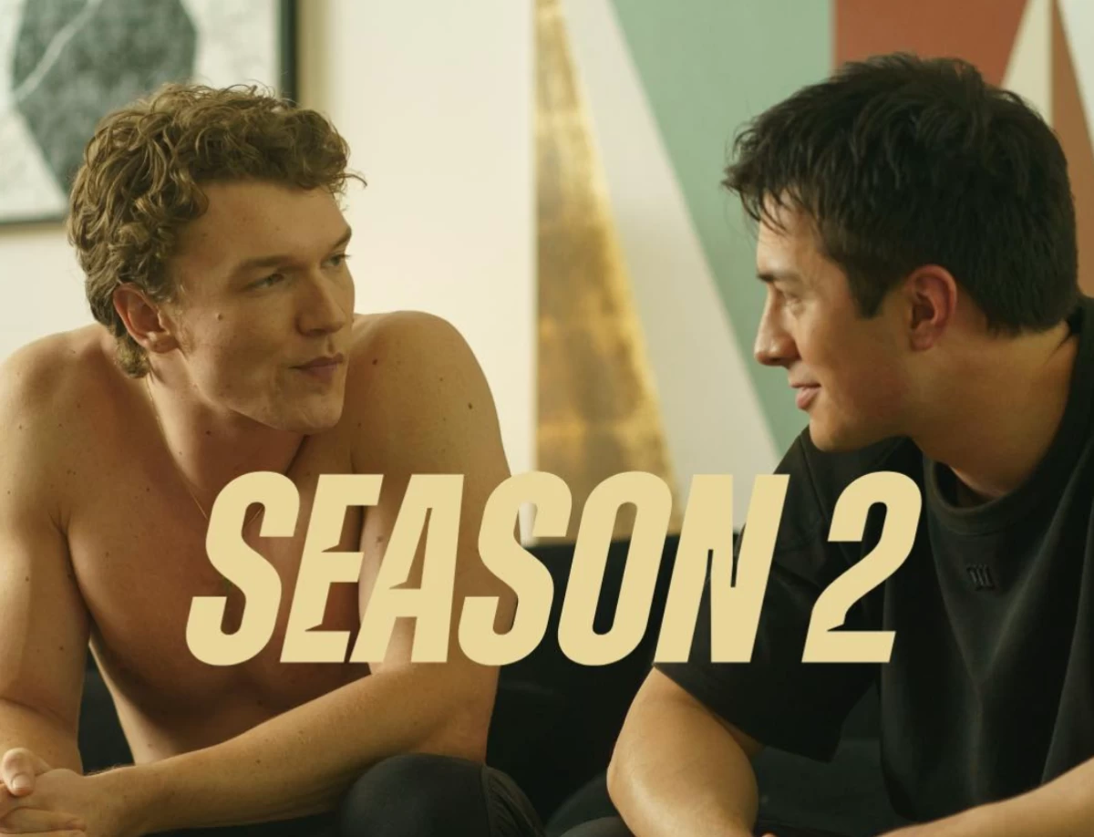 Hudson Williams (right) and Connor Storrie in Heated Rivalry. (Images courtesy of Crave Facebook)