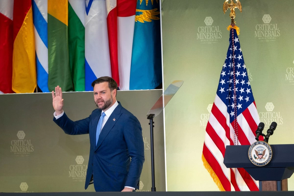 Vice President JD Vance steps away from the podium after speaking at the Critical Minerals Ministerial meeting at the State Department, Wednesday, Feb. 4, 2026 in Washington. (AP Photo/Kevin Wolf)